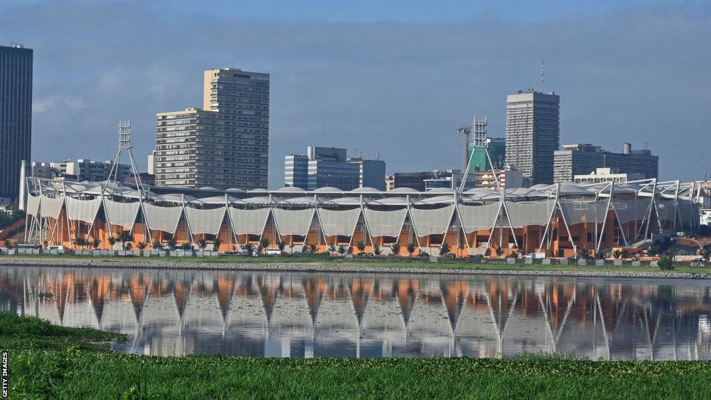 A general view of the Felix Houphouet-Boigny stadium in Abidjan on 8 November 2023 ahead of the 2023 Africa Cup of Nations