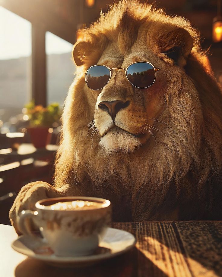 Good morning! 🌞 🦁 ☕️ Created with @adobe_firefly.jpeg