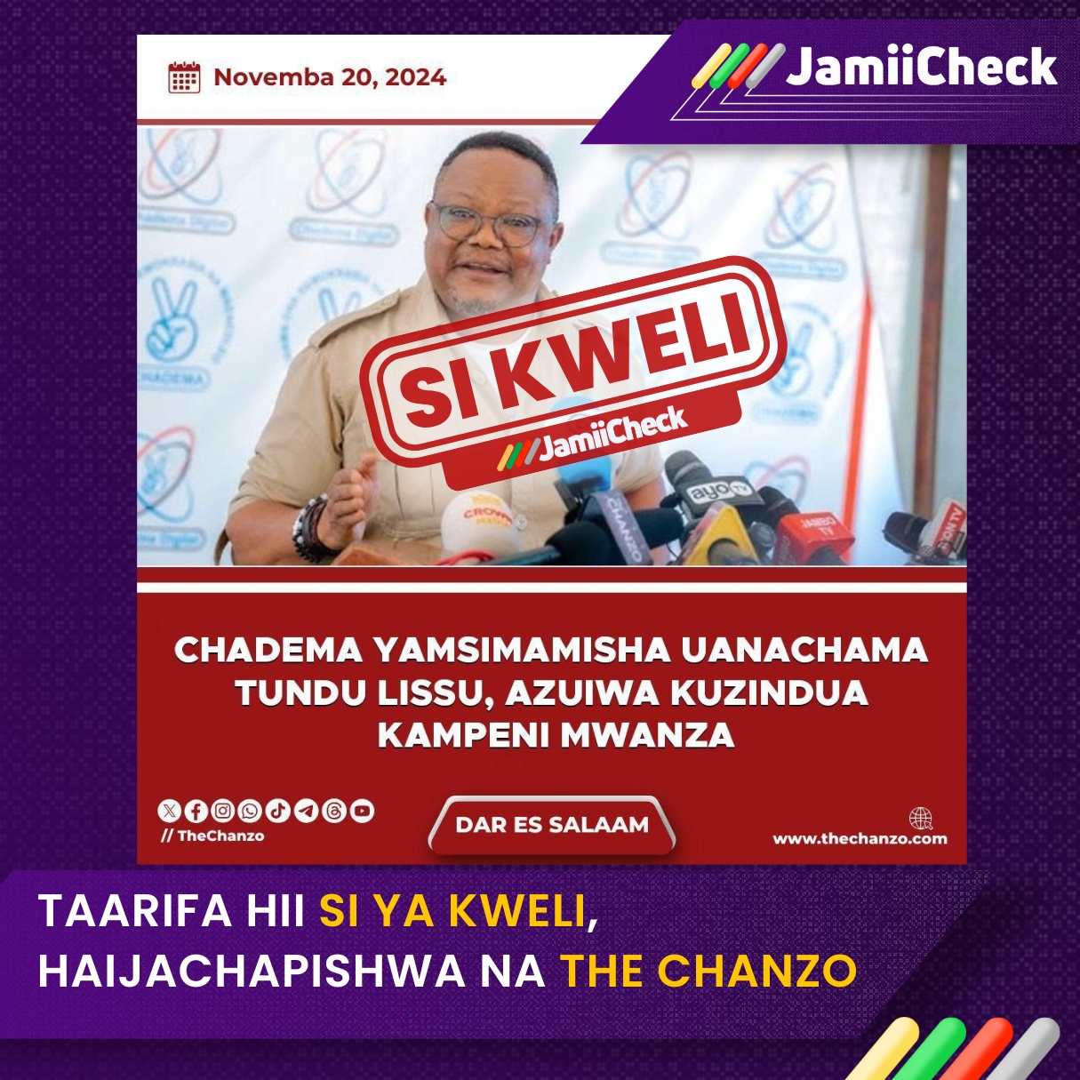 CHADEMA yamsimamisha Lissu Uanachama