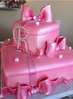 Two tier pink gift box cake with pearl monogram.JPG