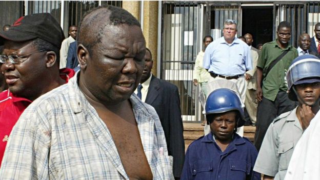 Zimbabwean opposition leader Morgan Tsvangirai arriving at hospital to receive treatment for injuries sustained in an anti-government rally, 2007