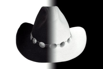 A grey cowboy hat, symbolizing a grey hat hacker.