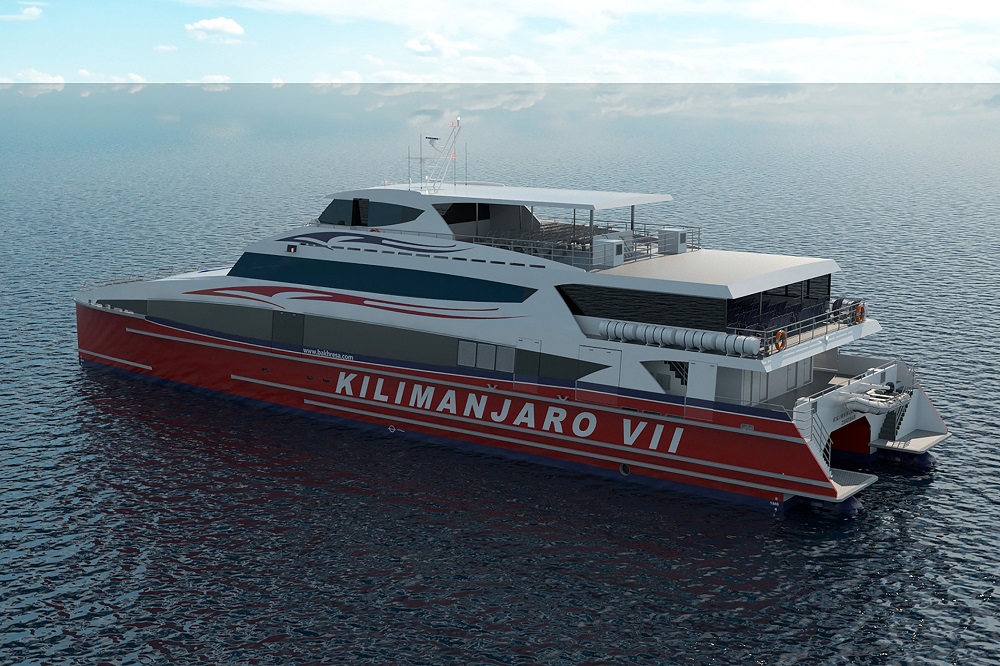 a large white and red boat