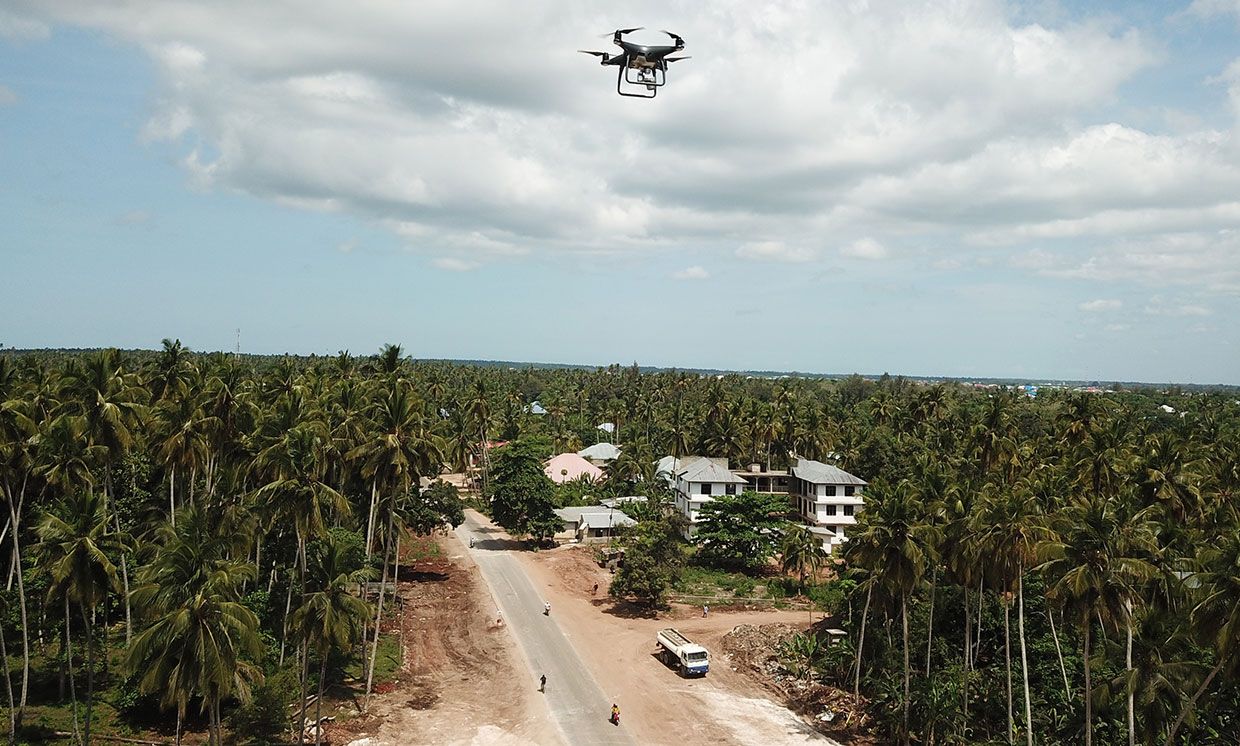 Sky view of Drone Wings mapping and aerial imagery drone.