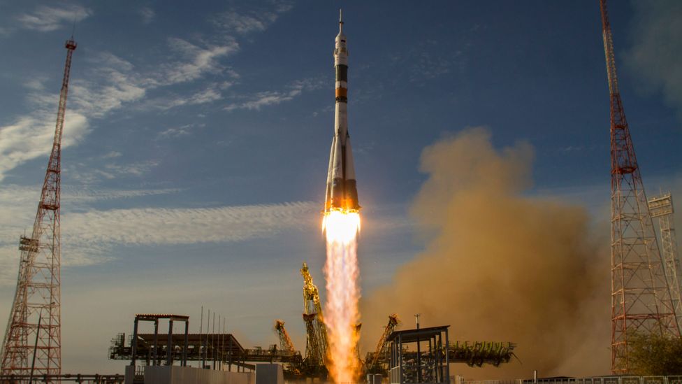The Soyuz rocket launching from Baikonur, Kazakhstan (Credit: Getty Images)