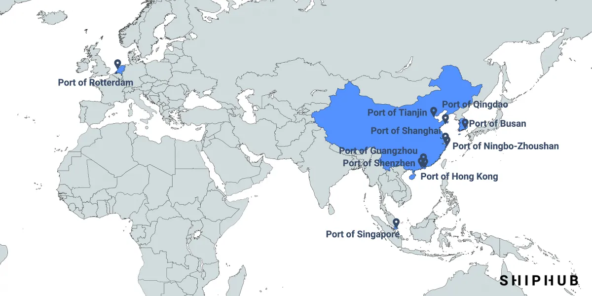 Top 50 seaports - 10 biggest container ports in the world
