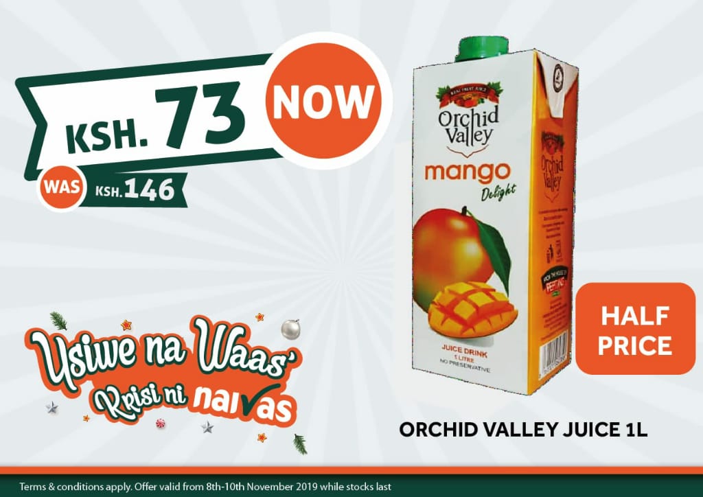 Char-lee Oddie a Twitter: "Mango Juice price reduced by 50%. Naivas cares  for you. Enjoy the cool Orchard Valley Juice at a discounted rate.  #KrisiNiNaivas… https://t.co/Fy3cmMkMwu"