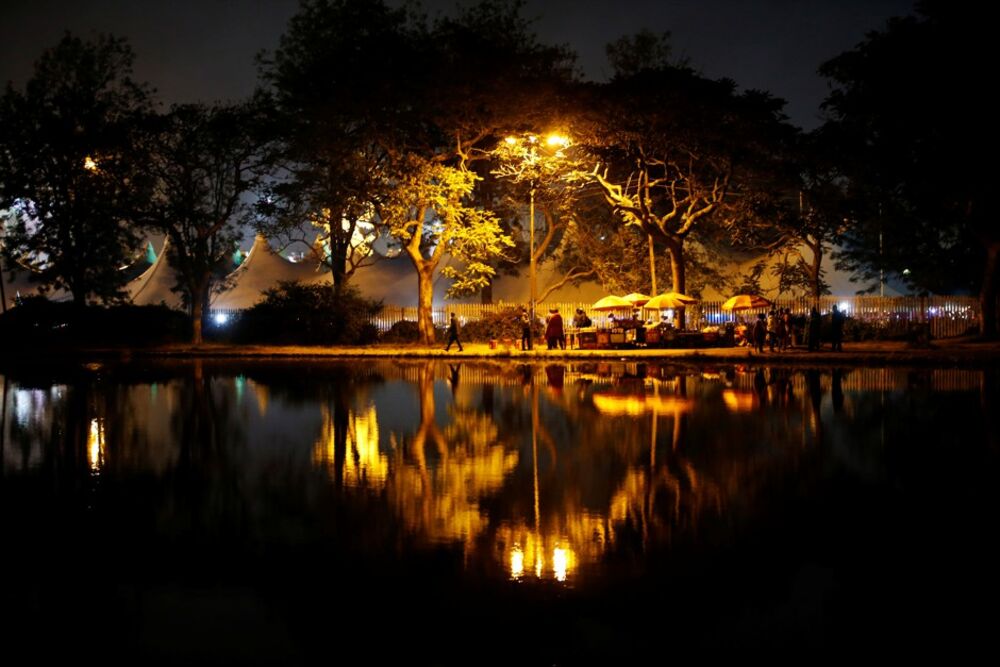 People enjoying Uhuru Park in Nairobi, Kenya, just after the beginning of the new year, January 1, 2019.