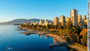 A view of English Bay Beach in Vancouver, British Columbia, Canada.