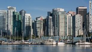 Vancouver&apos;s city skyline and Coal Harbour.