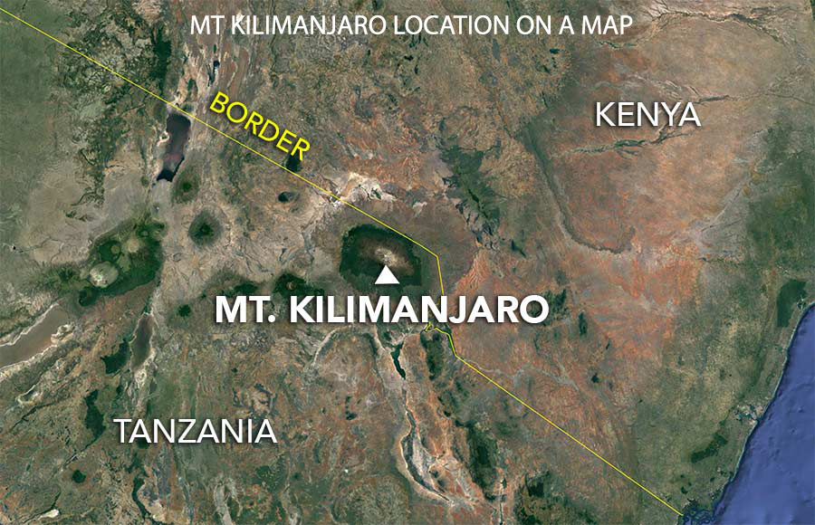 Kilimanjaro location on a map