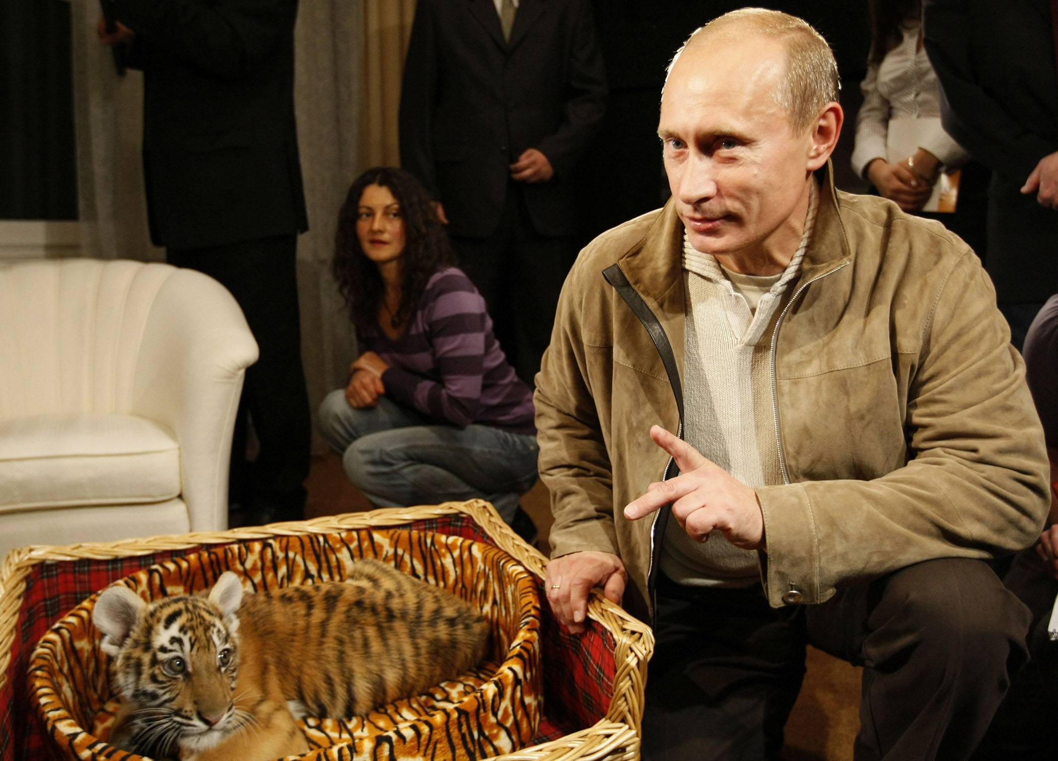 Putin Recieves Baby Tiger for Birthday