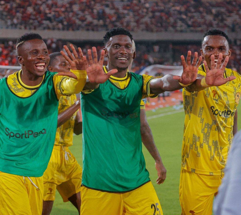 Yanga SC players celebrating a goal