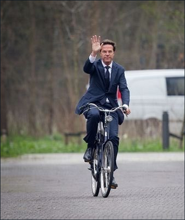 Netherlands Prime Minister waving to the camera