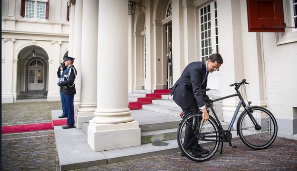 Netherlands Prime Minister parking his bike