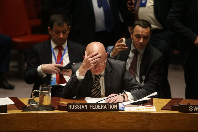 Russia's United Nations ambassador, Vasily Nebenzya, attends a U.N. Security Council meeting where the United Kingdom officially announces the latest findings behind the poisoning of Russian ex-spy Sergei Skripal and his daughter in March in New York City.