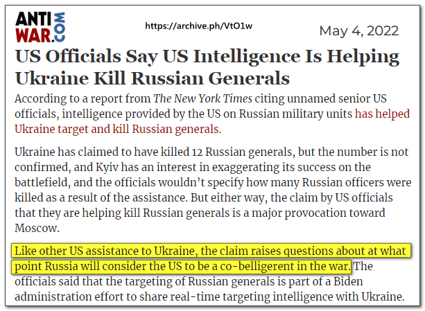 USOfficialsSayUSIntelligenceIsHelpingUkraineKillRussianGenerals