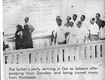 The departure from Zanzibar of H.M Sultan Jamshid and his entourage,