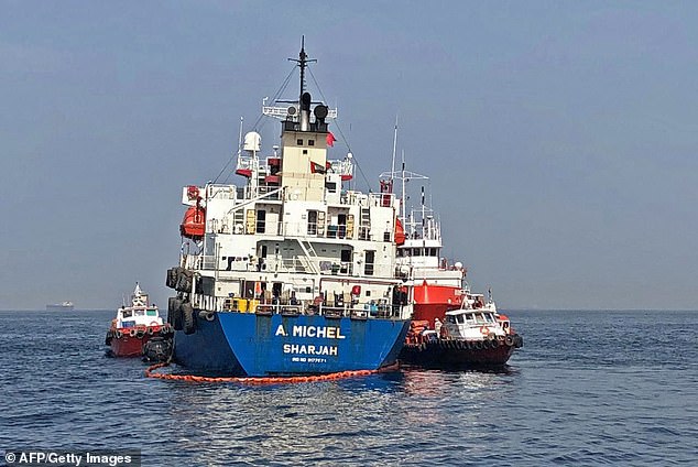 The A. Michel tanker under the flag of the United Arab Emirates was one of the four tankers damaged in sabotage attacks in the Gulf