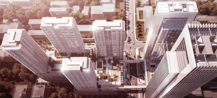 Aerial view of a model of the Global Trade Centre, Nairobi. 