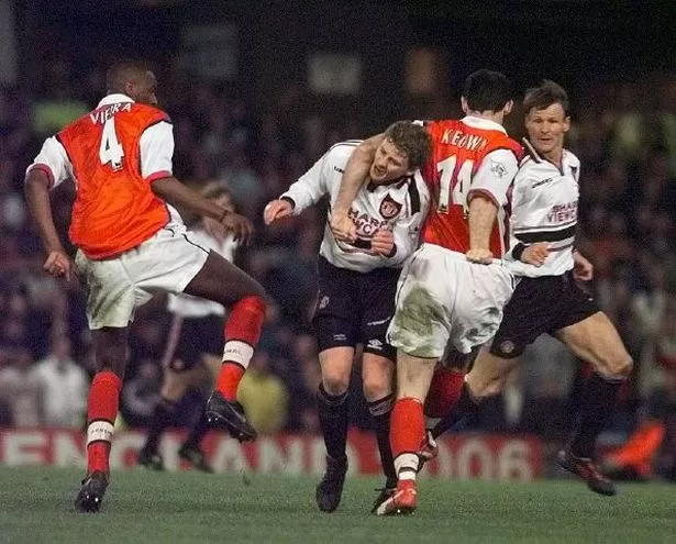 Solskjaer was involved in tussles with Arsenal as a player