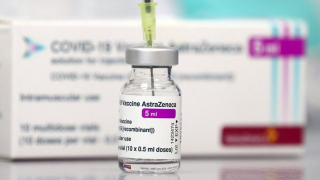 A vial of the AstraZeneca COVID-19 vaccine is seen at the general practice of Doctor Claudia Schramm as the spread of the coronavirus disease (COVID-19) continues, in Maintal, Germany, March 24, 2021.
