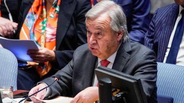 Guterres wakati wa mkutano wa Baraza la Usalama kuhusu hali huko Gaza, New York, Marekani, Oktoba 24, 2023