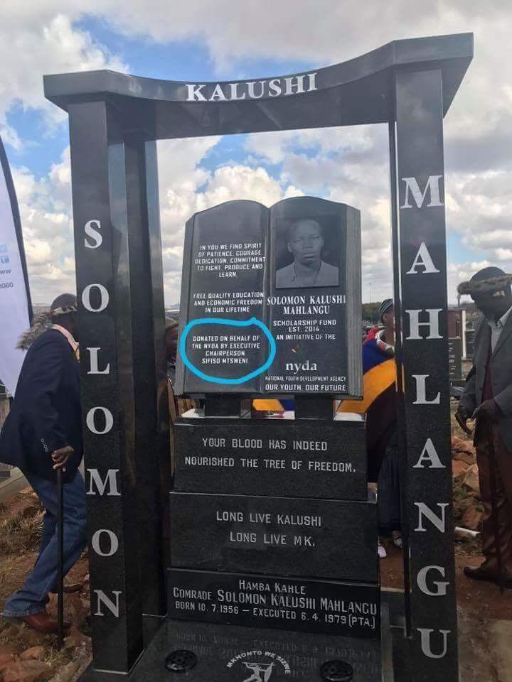 Solomon Mahlangu's tombstone.