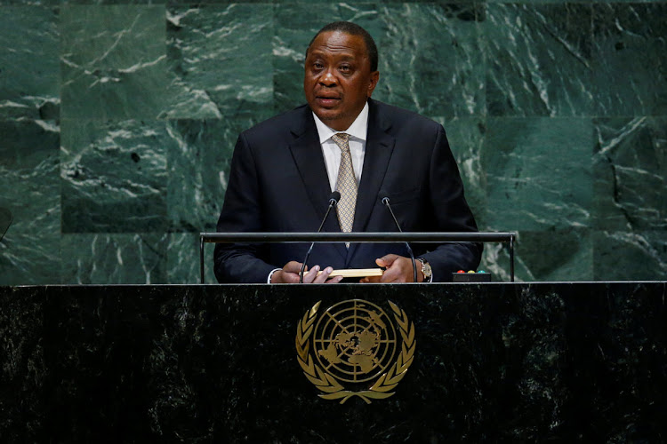 President Uhuru Kenyatta speaks during a past UN conference.