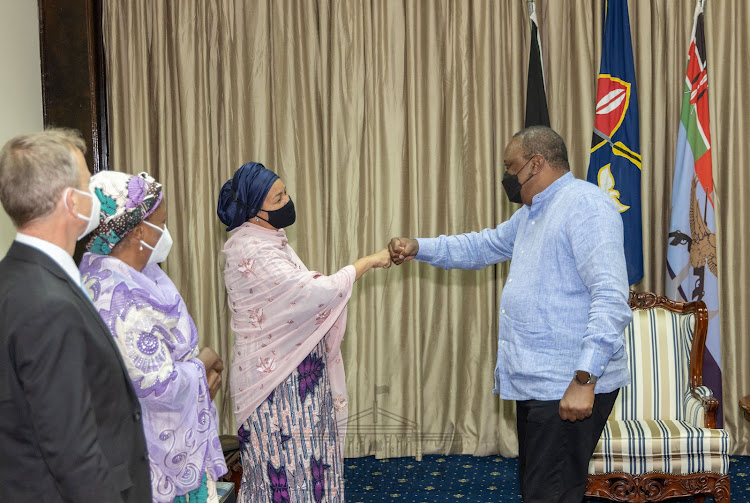 President Uhuru Kenyatta held talks with the Deputy Secretary-General of the United Nations Amina JMohammed at State House, Nairobi.