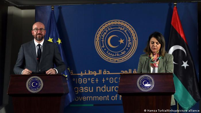 Libyen Tripolis EU Charles Michel bei Najla Al-Manqoush