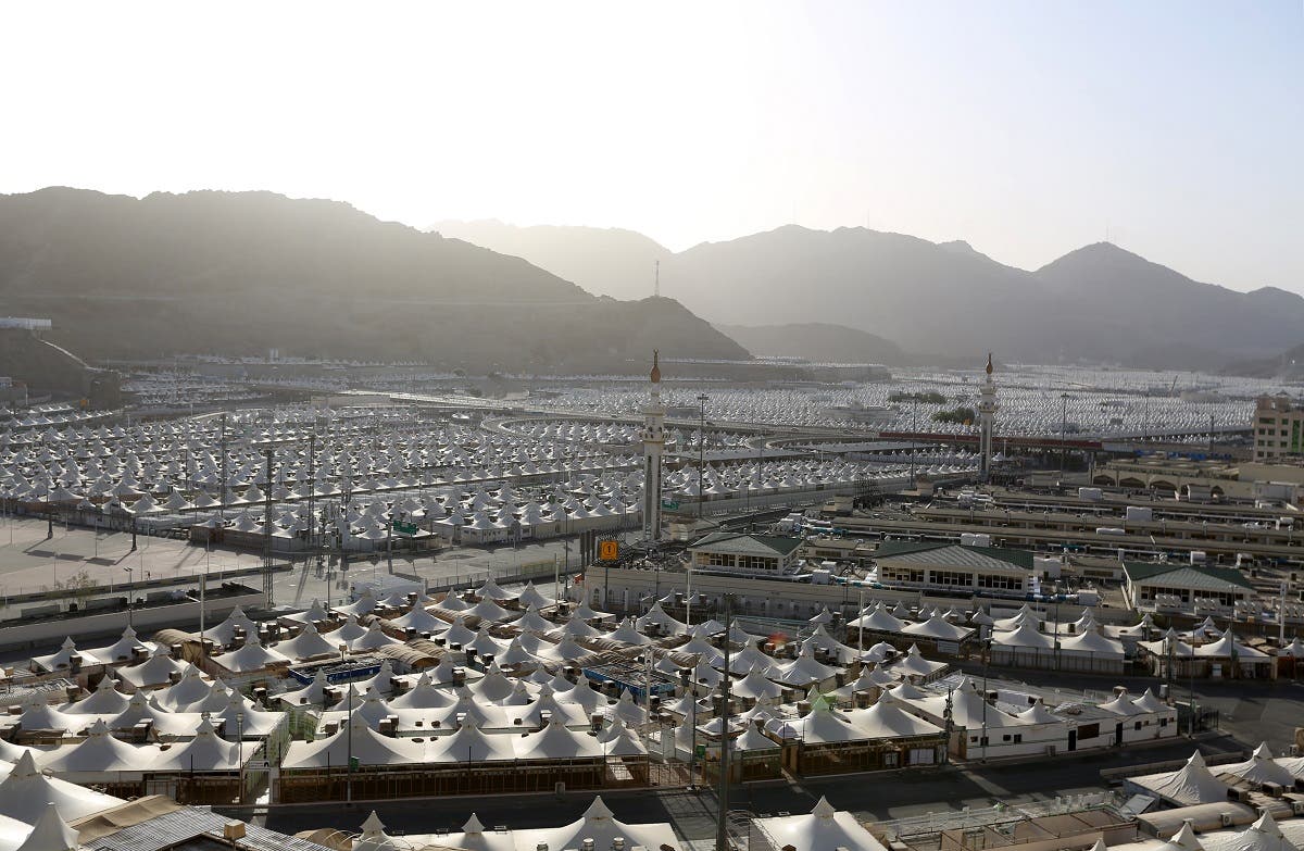 A picture taken June 23, 2020 shows pilgrims housing tents located between the holy sites of Arafat and Mina in Saudi Arabia's holy city of Mecca. (AFP)