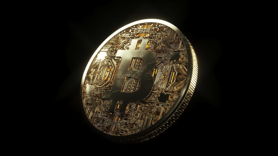 Bitcoin on black background