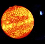 Photo showing the earth's relative size and perfect distance to the sun as evidence of God's existence in creating the universe.