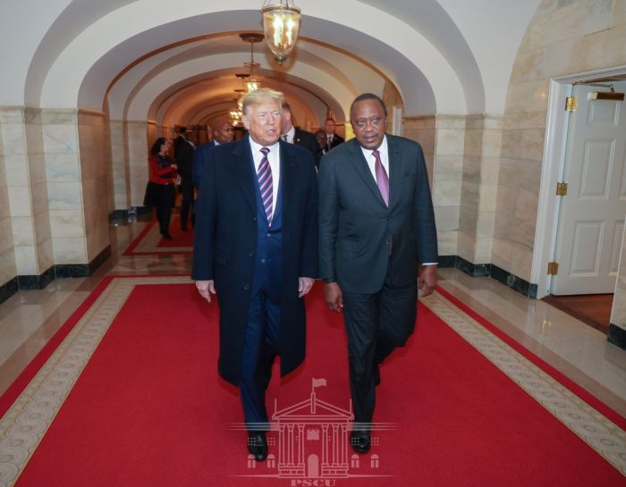 US President Donald Trump and President Uhuru Kenyatta at White House on Thursday, February 6.