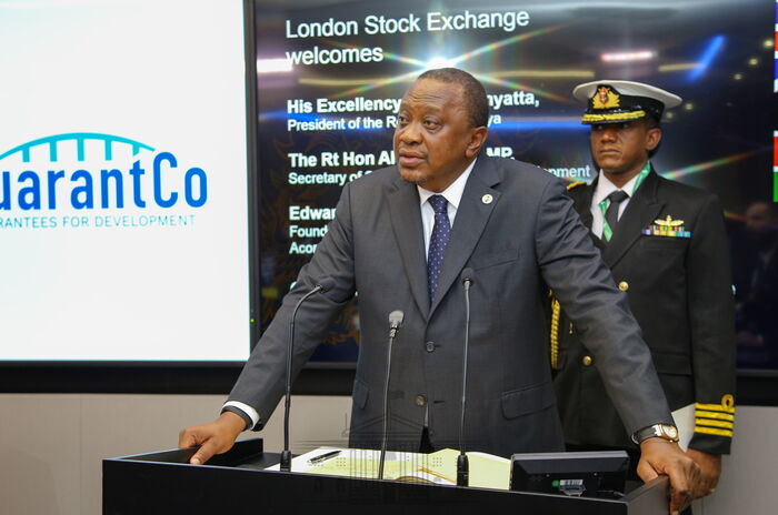 President Uhuru Kenyatta during the launch of Kenya's green bond at the London StockExchange on Sunday, January 19, 2020.