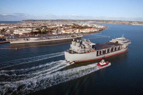 USS Hershel Woody Williams ship arriving at the Naval Station Norfolk on July 5, 2020.