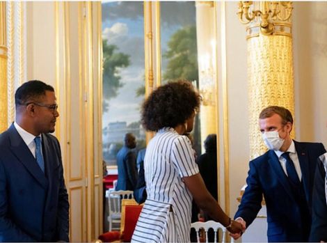 Adelle Onyango meeting French President Emmanuel Macron on Tuesday October 5