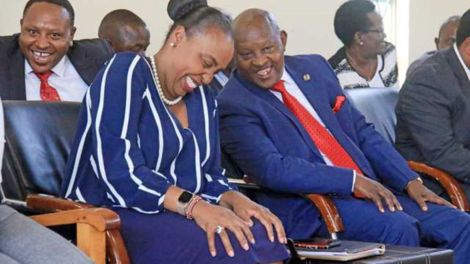 Nyeri Governor Mutahi Kahiga and his deputy Caroline Karugu at St Peter's ACK hall in Nyeri Town on February 26, 2020.