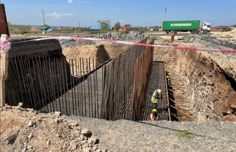 The construction of an underpass along Mombasa Road in February 2021.