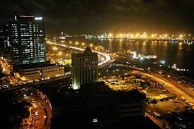 Aerial view of Lagos City at night