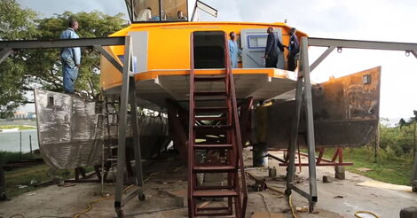 A waterbus under construction in Kisumu, Kenya.