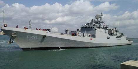 INS Talwar ship lands at the coast in Mombasa on Tuesday, July 27