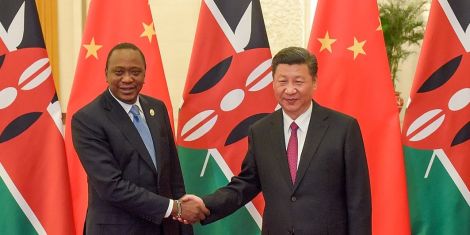 Kenyan President Uhuru Kenyatta (Left) and Chinese President Xi Jinping prior to a bilateral meeting in Beijing, China in 2018.
