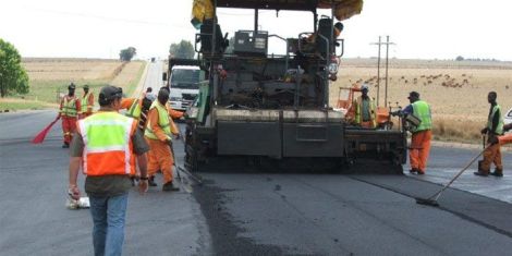 Ongoing construction on an access road in Thika town.