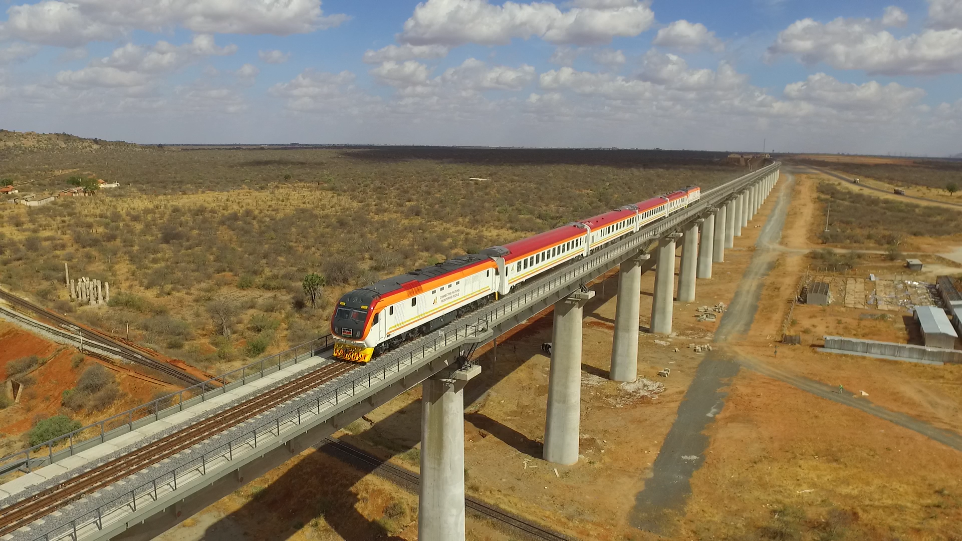Kenya SGR train on bridge-KRC